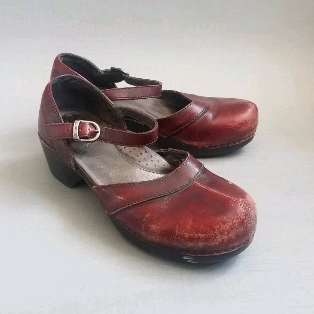 Oxblood red Mary Jane Dansko clogs